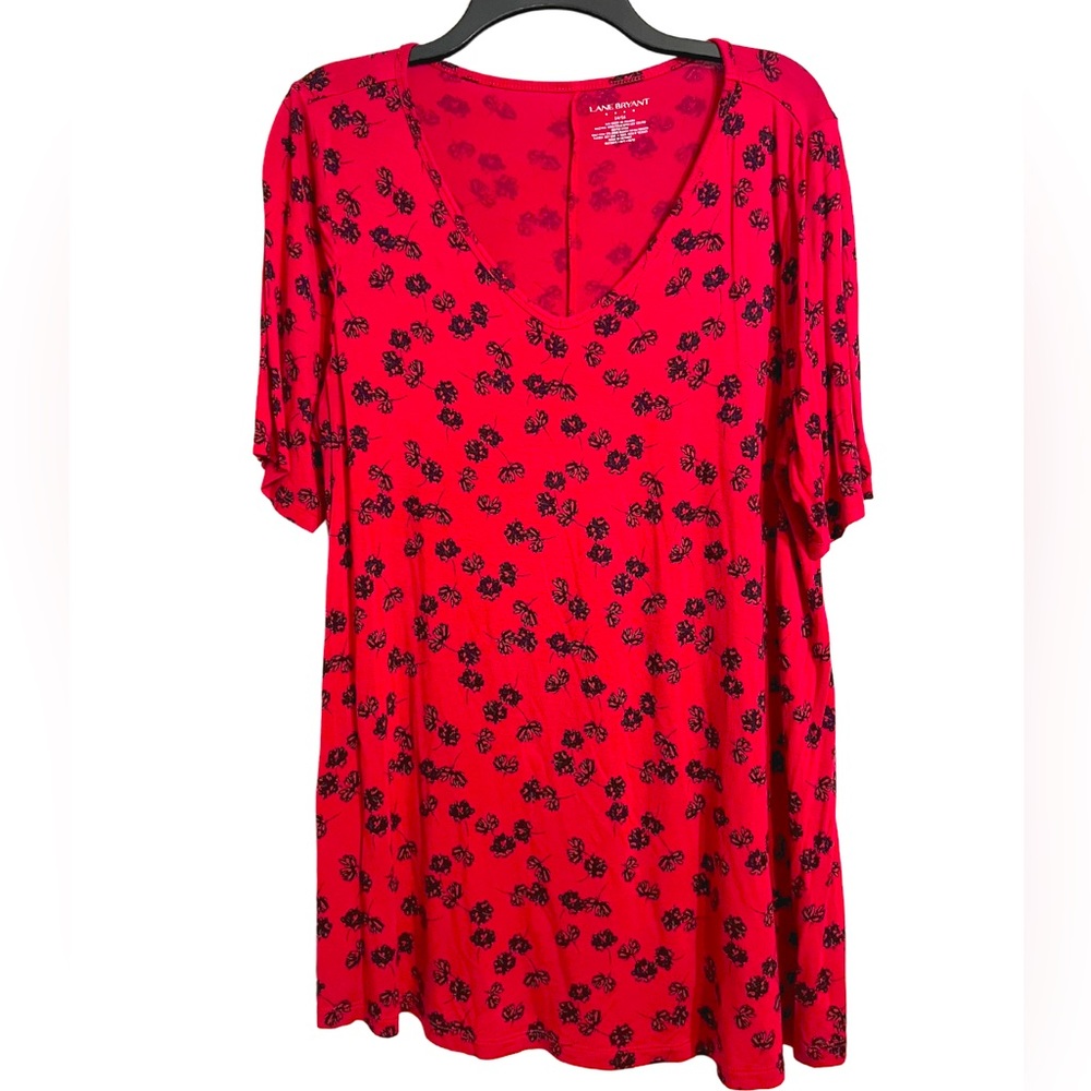 Lane Bryant red shirt with black flowers